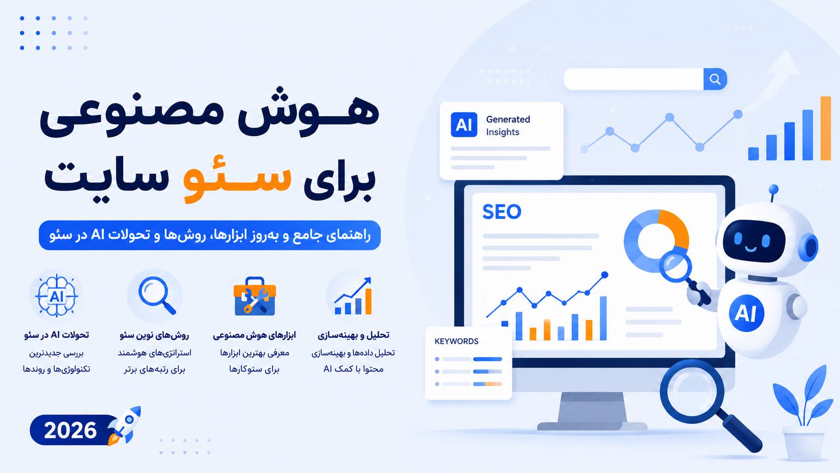 هوش مصنوعی برای سئو سایت: راهنمای جامع و به‌روز ابزارها، روش‌ها و تحولات AI در سئو ۲۰۲۶