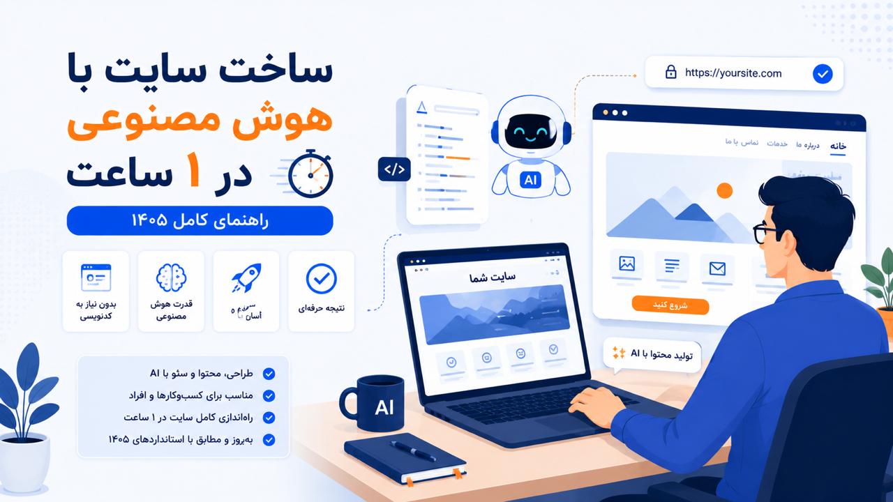 ساخت سایت با هوش مصنوعی در ۱ ساعت | راهنمای کامل ۱۴۰۵