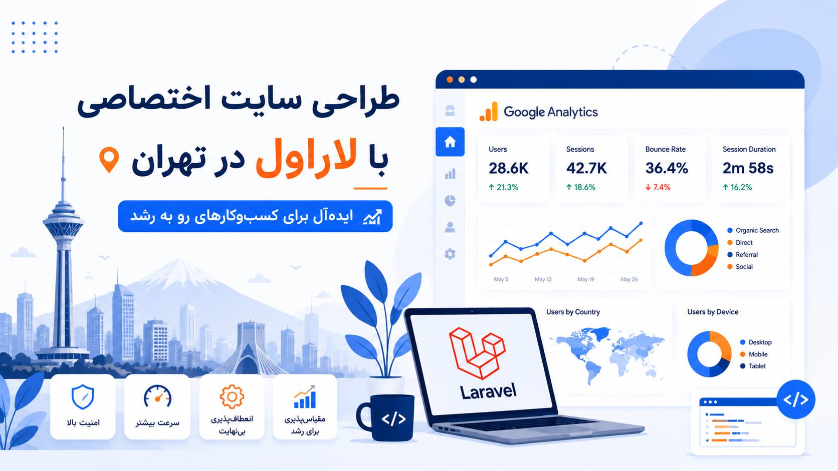 طراحی سایت اختصاصی با لاراول در تهران | ایده‌آل برای کسب‌وکارهای رو به رشد