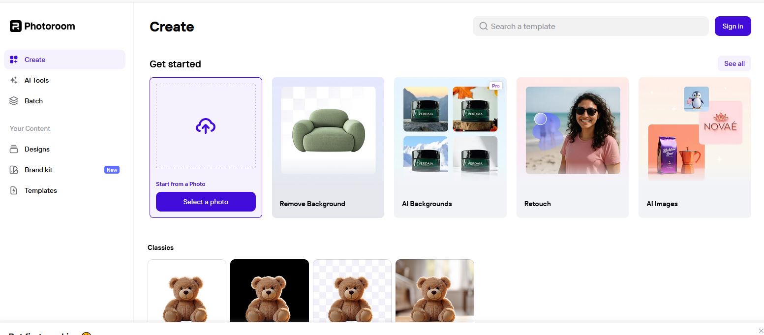 هوش مصنوعی ساخت عکس photoroom