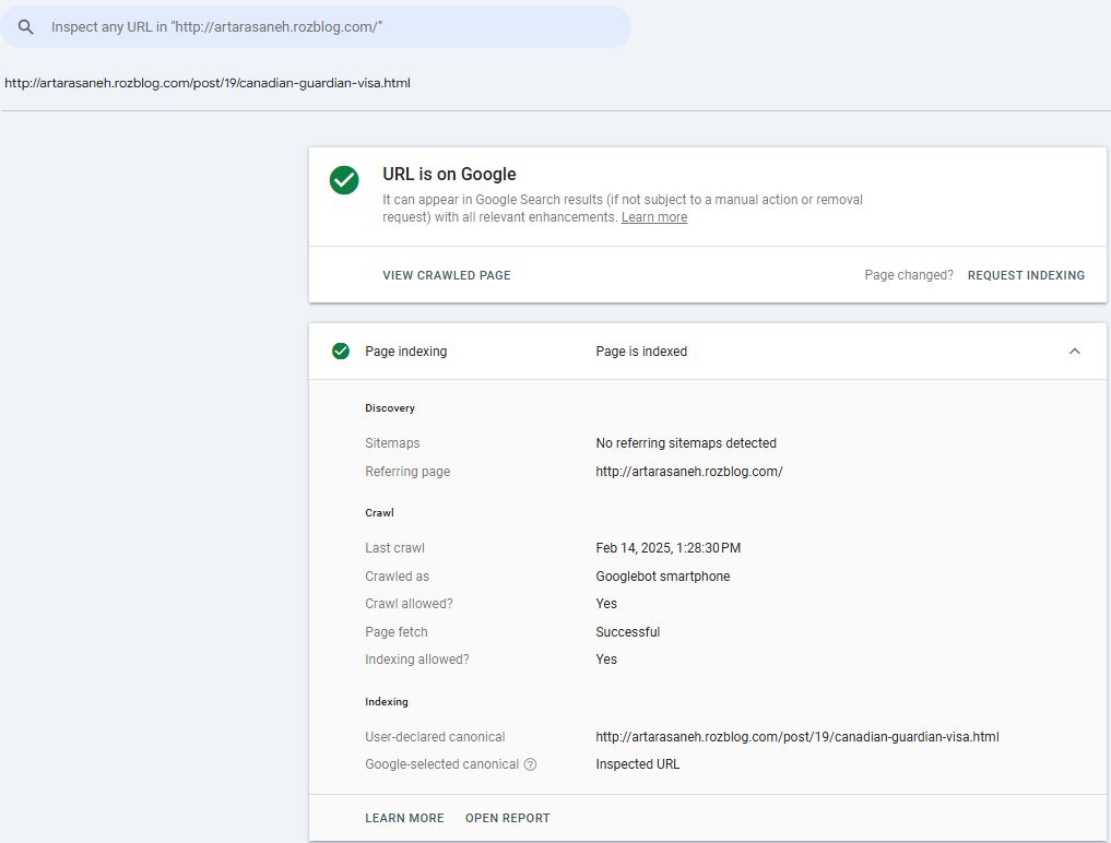 آموزش URL inspection در سرچ کنسول