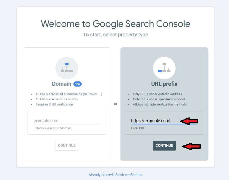 ثبت سایت در سرچ کنسول به روش URL prefix
