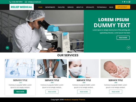 قالب Relief Medical Hospital – گزینه ای کامل برای مراکز درمانی و داروخانه ها