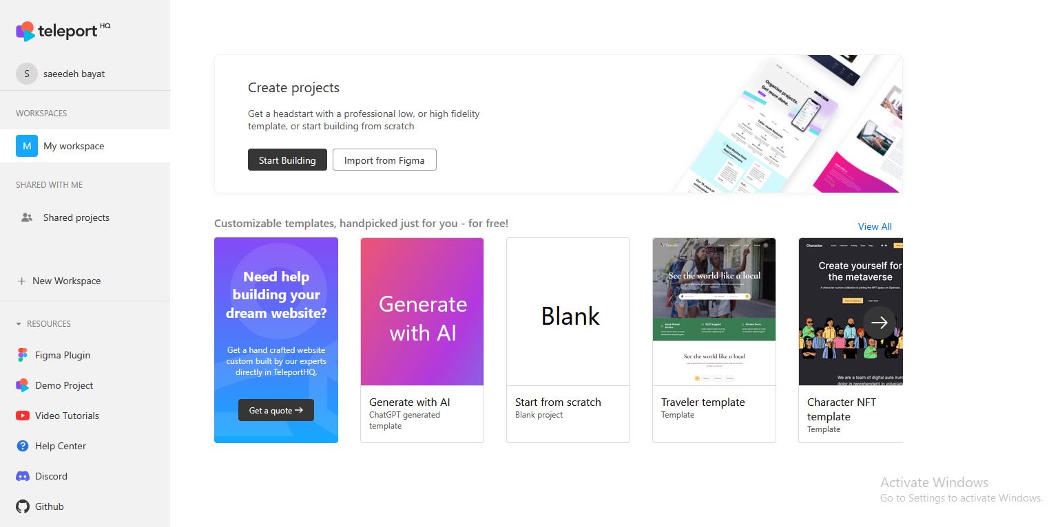 هوش مصنوعی طراحی سایت رایگان TeleportHQ