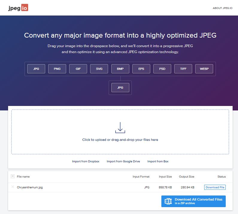 بهینه سازی تصاویر سایت با JPEG.io