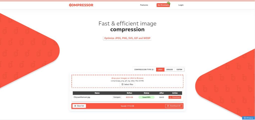 کاهش حجم تصاویر سایت با Compressor.io